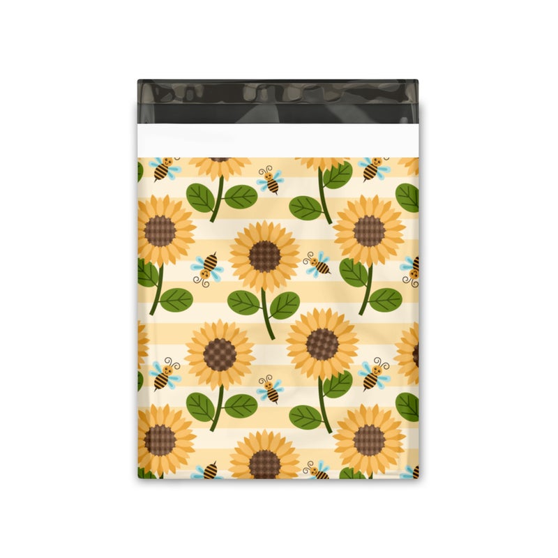 Pro Supply Global 10x13 (100) Sunflowers and Bumble Bees Floral Summer Designer Poly Mailers Waterproof Self Sealing Tear Resistant Polymailers Shipping Envelopes Premium Printed Bags For Small Businesses - Image 2